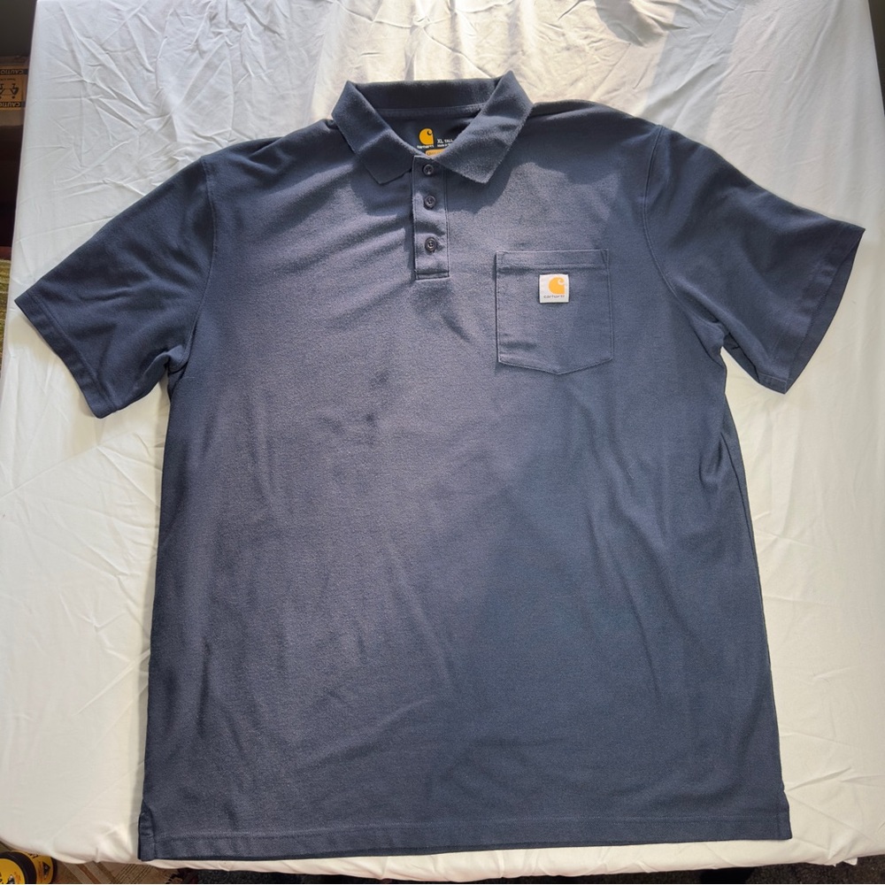 Carhartt Men's Navy Polo Short Sleeve Shirt XL